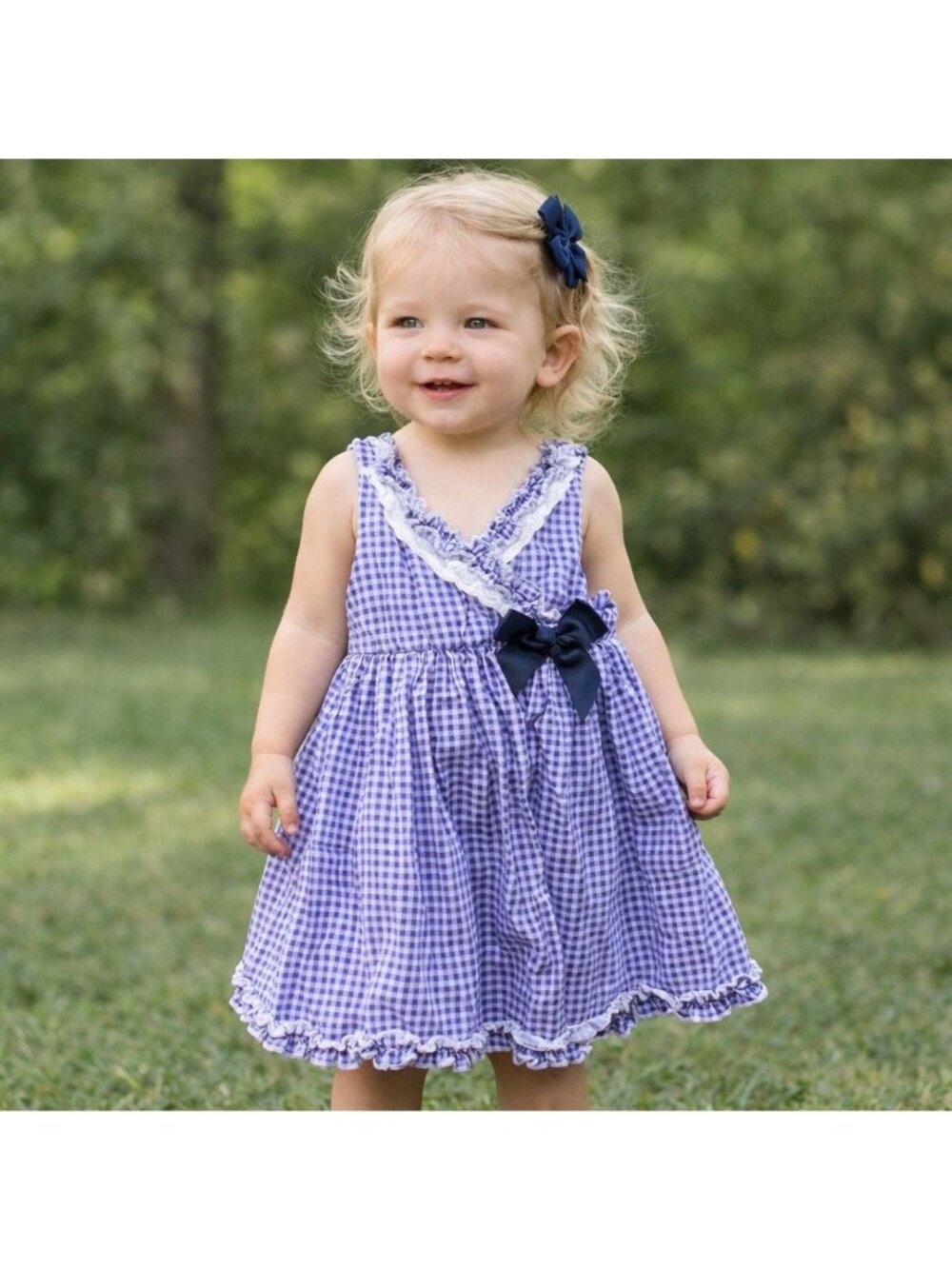 Dress 18 mos Sundress Dress Blue White Gingham Ruffle 2 Piece Set Lined Summer